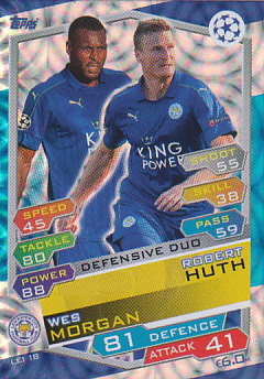 Wes Morgan / Robert Huth Leicester City 2016/17 Topps Match Attax CL Defensive Duo #LEI18
